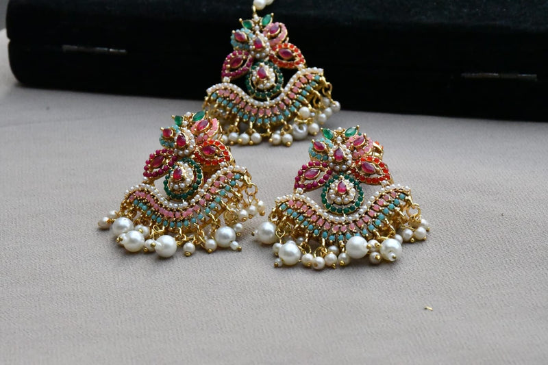 Elegant Multicolored Bridal Jewelry Set with Pearl Accents