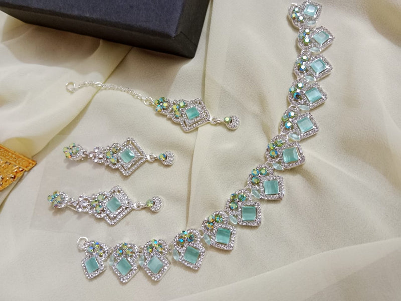 "Stylish American Diamond Copy Set – Sparkle with Elegance"