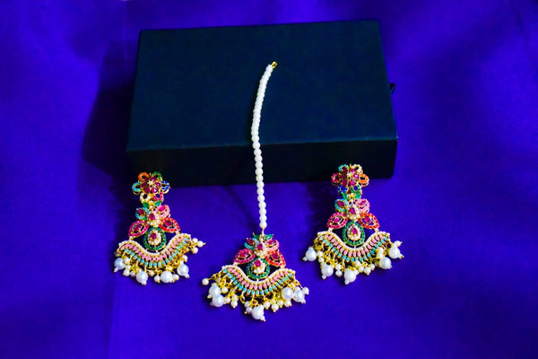 Elegant Multicolored Bridal Jewelry Set with Pearl Accents